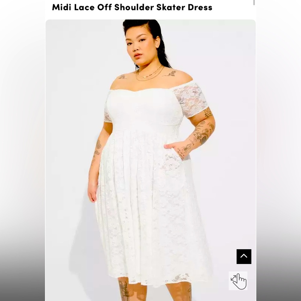Torrid midi lace off shoulder lace dress cloud dancer 1 1x 14/16 bridal NWT